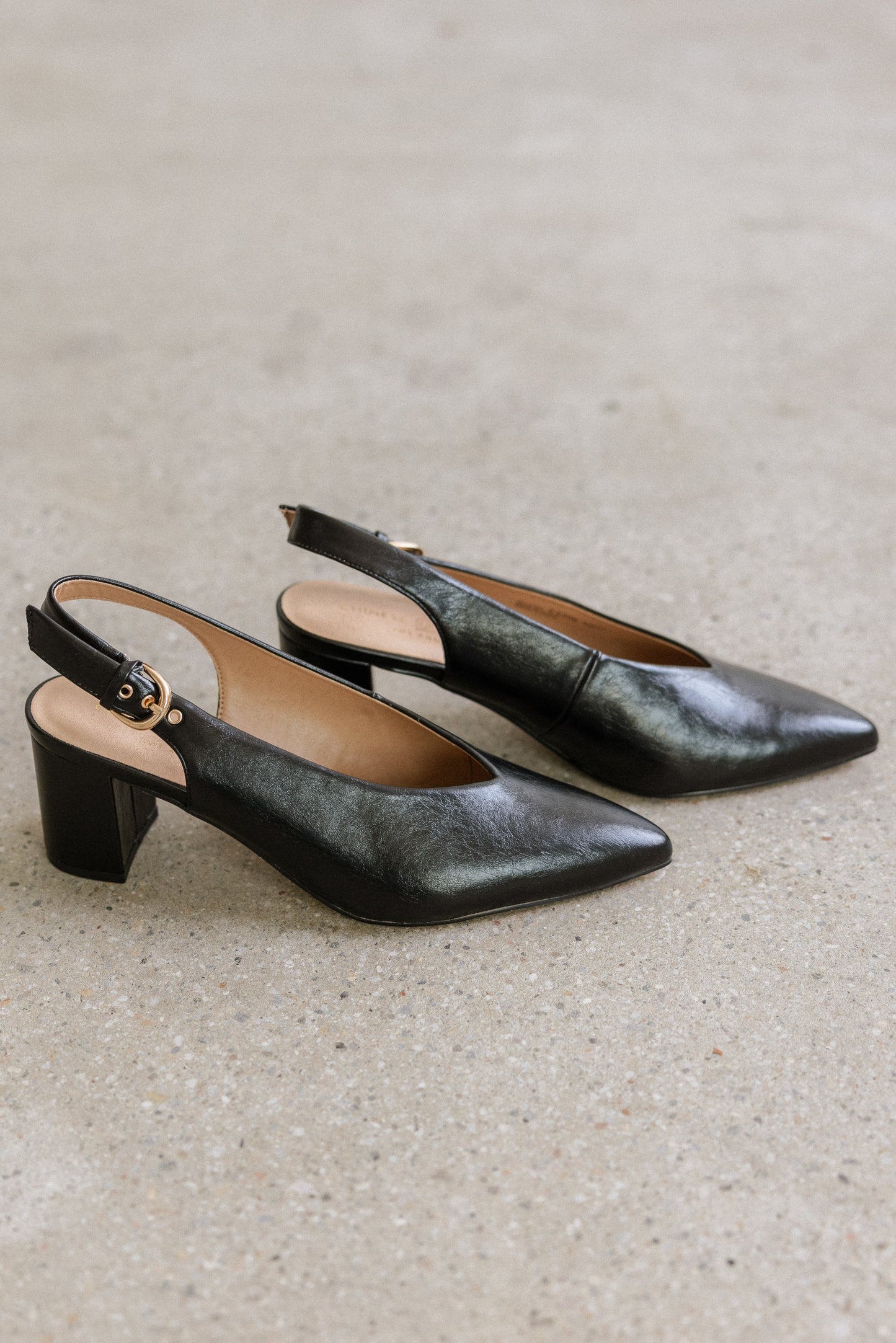 Candice Slingback Heels in Black - FINAL SALE