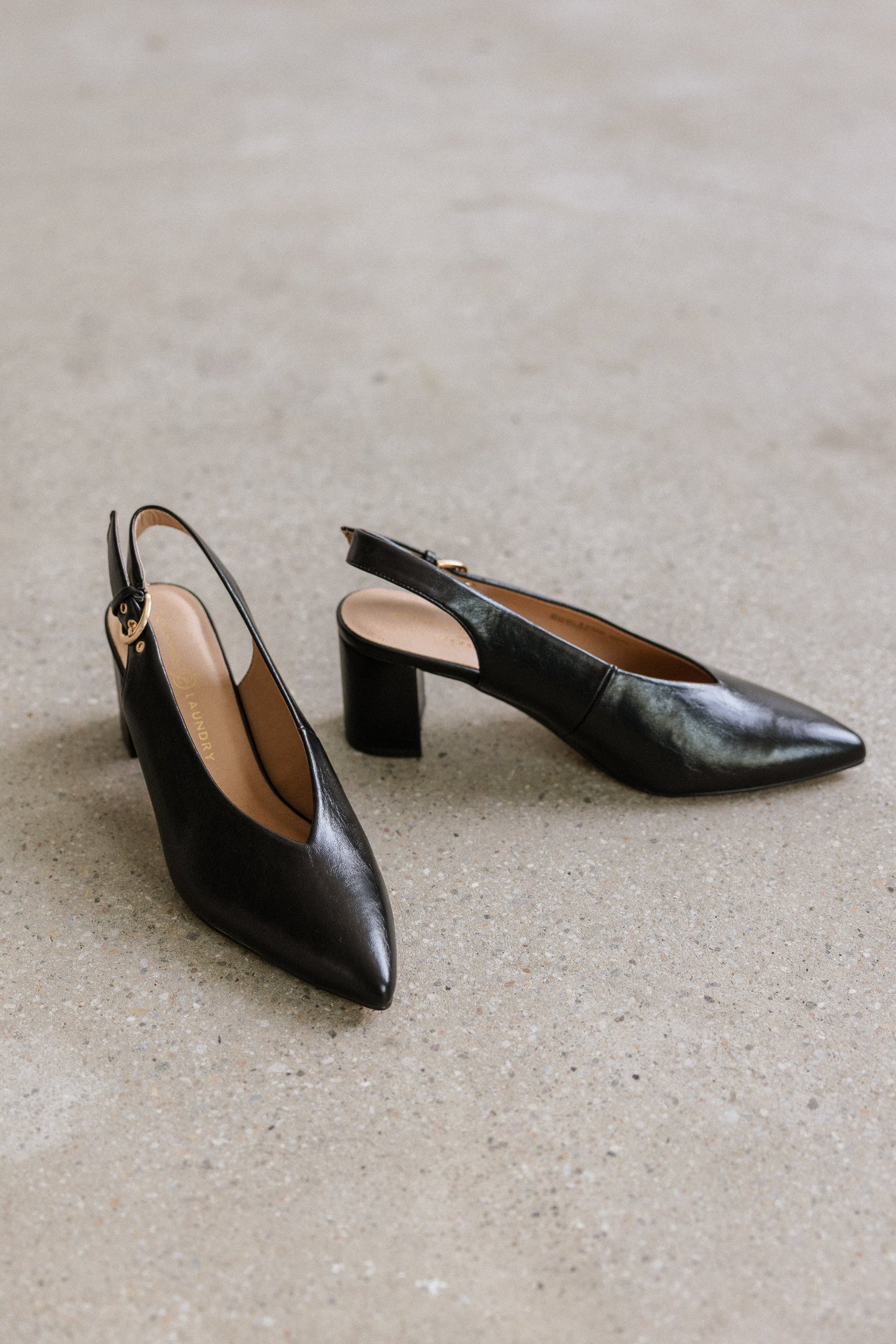 Candice Slingback Heels in Black - FINAL SALE