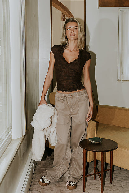 Gracie Lace Top in Brown
