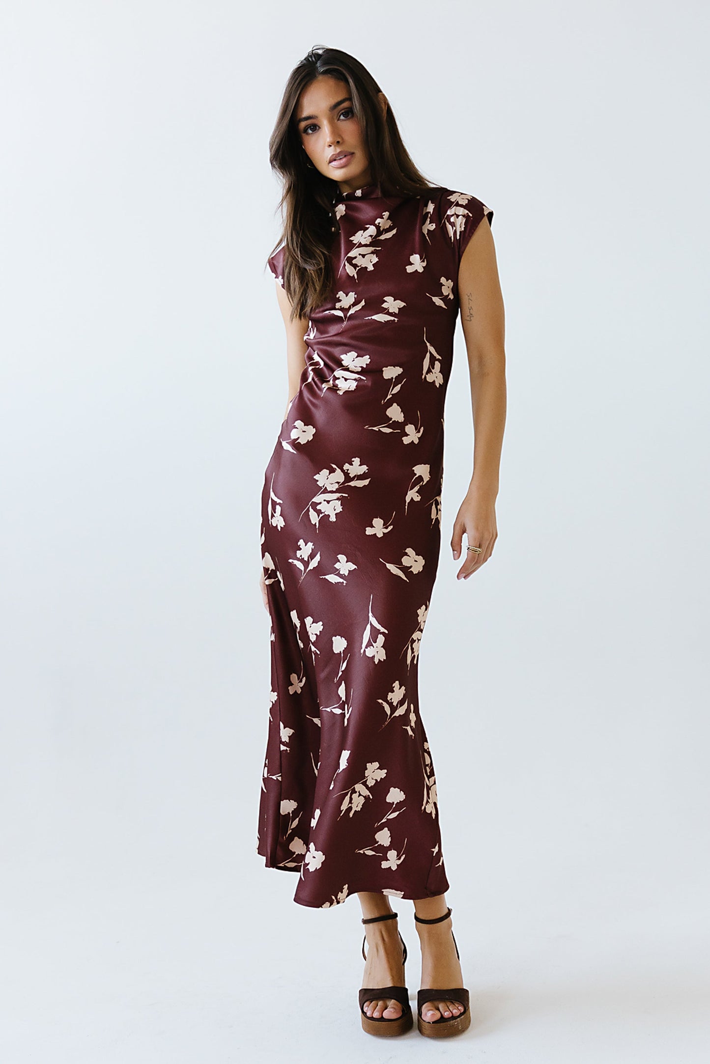 Carson Floral Maxi Dress in Red-Brown - FINAL SALE