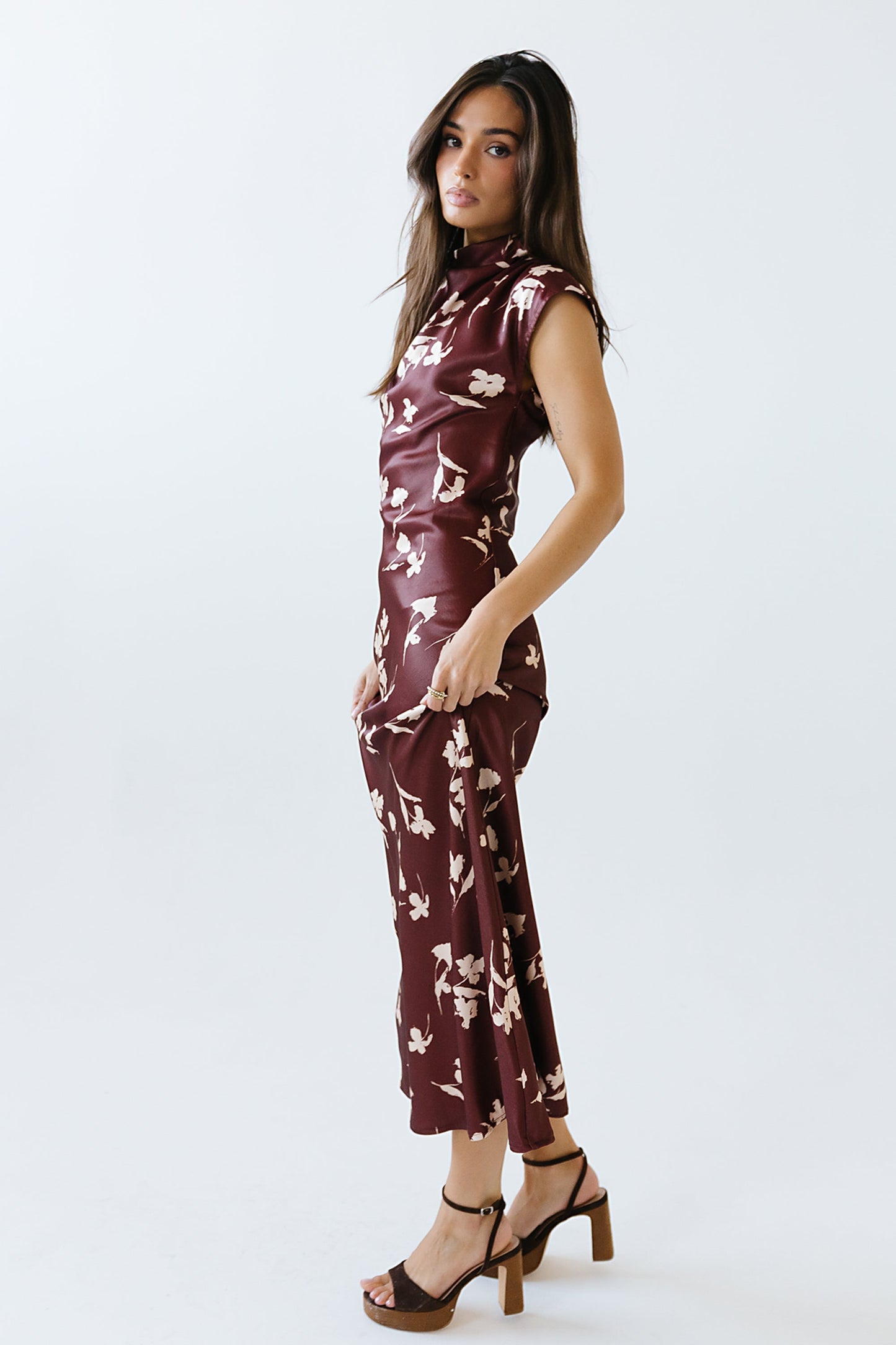 Carson Floral Maxi Dress in Red-Brown - FINAL SALE