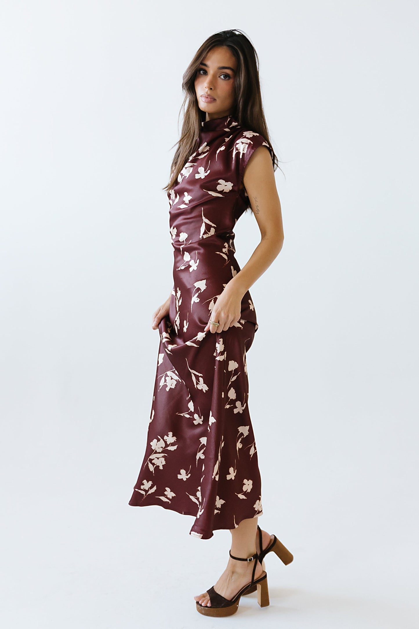 Carson Floral Maxi Dress in Red-Brown - FINAL SALE