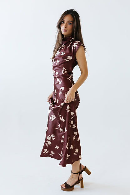 Carson Floral Maxi Dress in Red-Brown - FINAL SALE