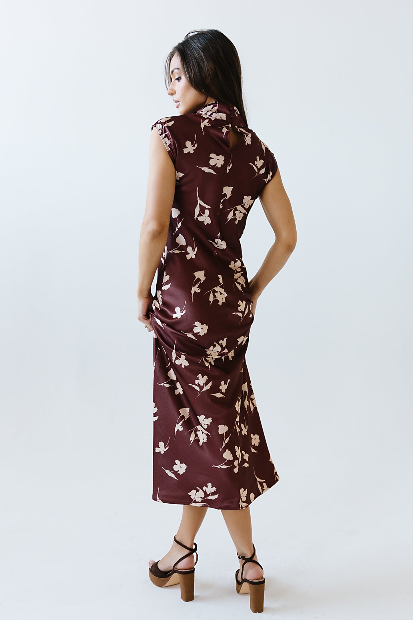 Carson Floral Maxi Dress in Red-Brown - FINAL SALE