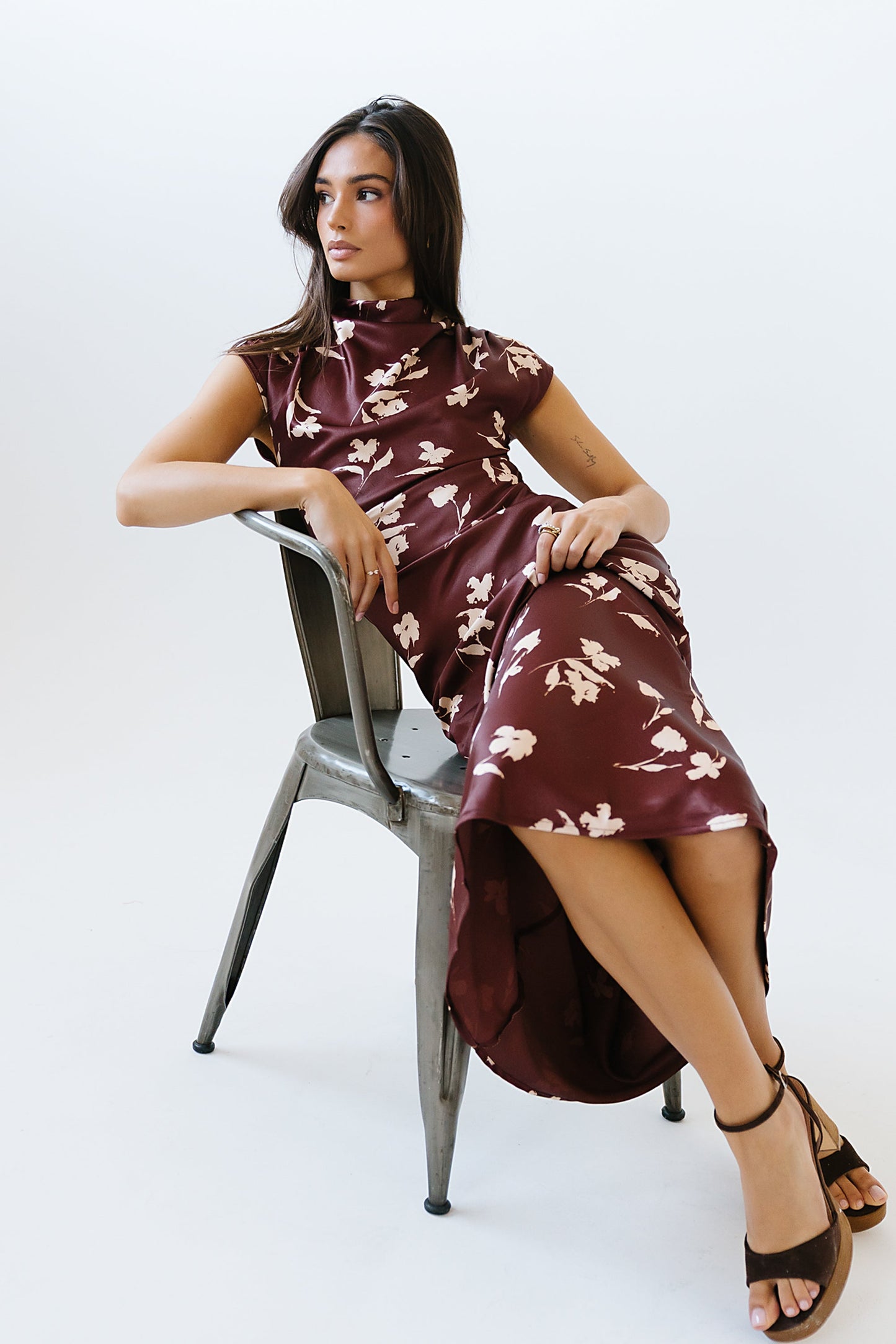 Carson Floral Maxi Dress in Red-Brown - FINAL SALE