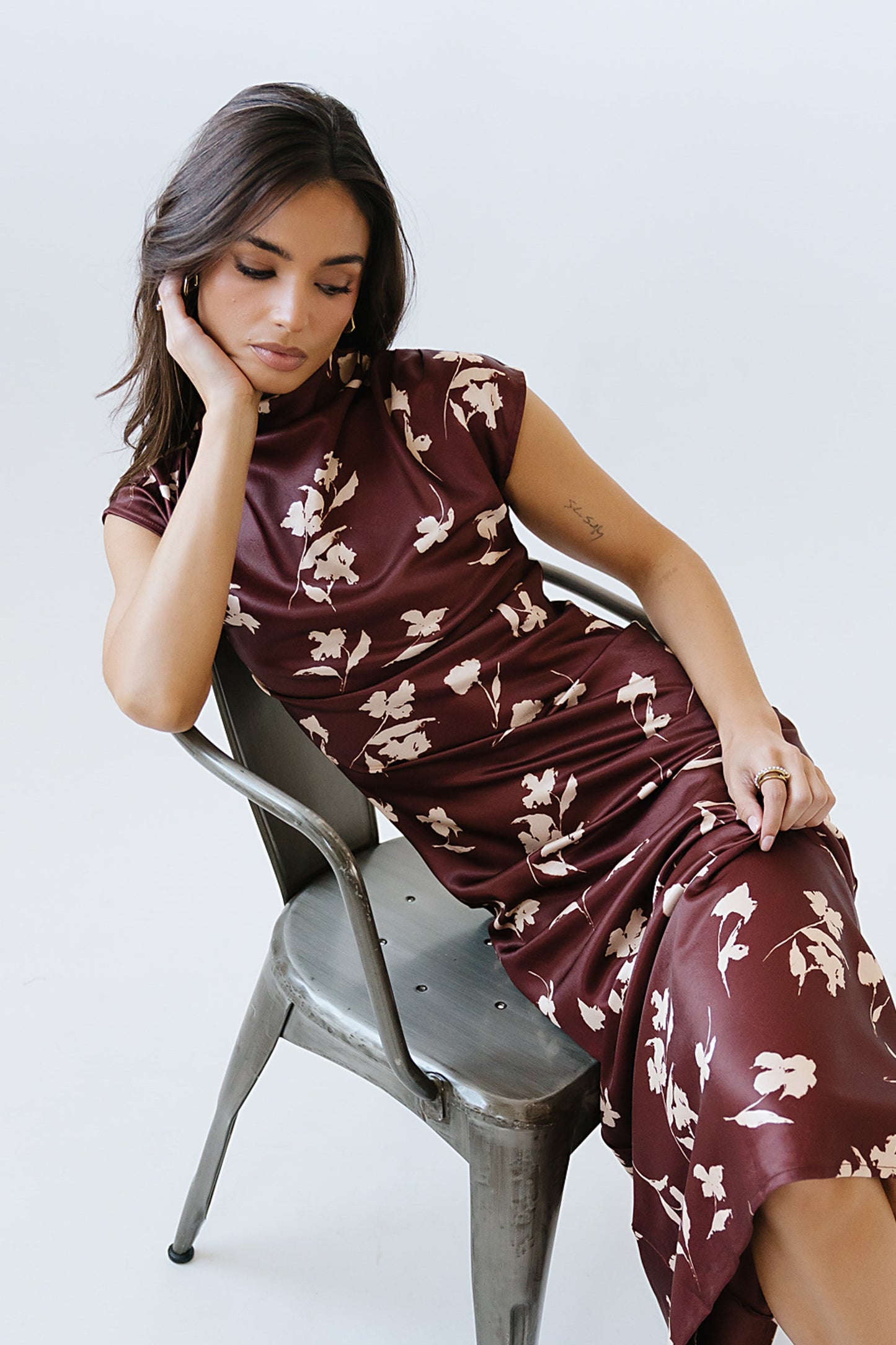 Carson Floral Maxi Dress in Red-Brown - FINAL SALE