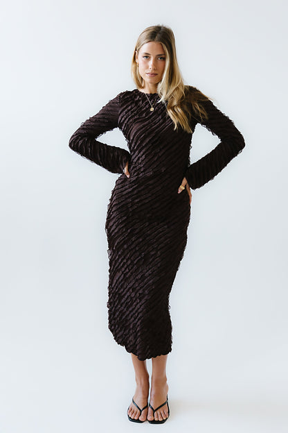 Bell Ruffle Maxi Dress in Brown - FINAL SALE