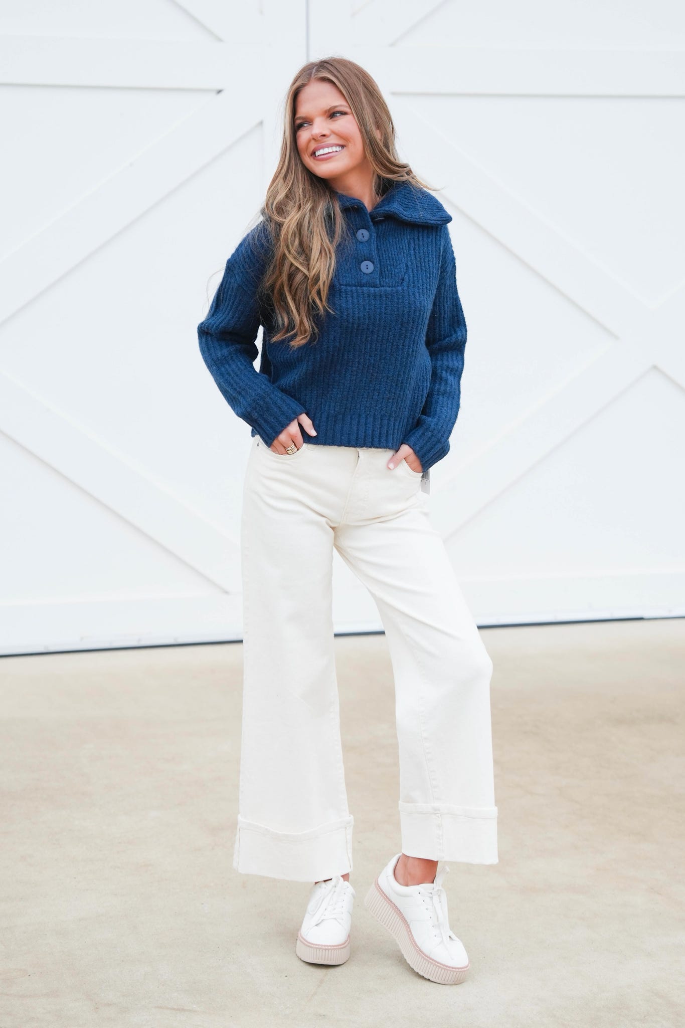 Molly Bracken Button Trucker Sweater