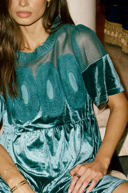 Banks Velvet Mini Dress in Teal - FINAL SALE