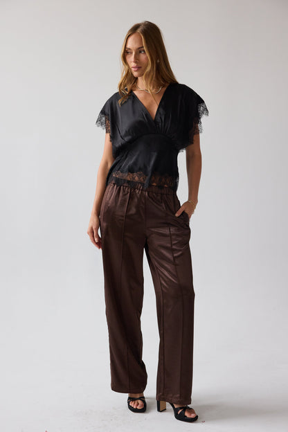 Chelsea Satin Blouse in Black - FINAL SALE