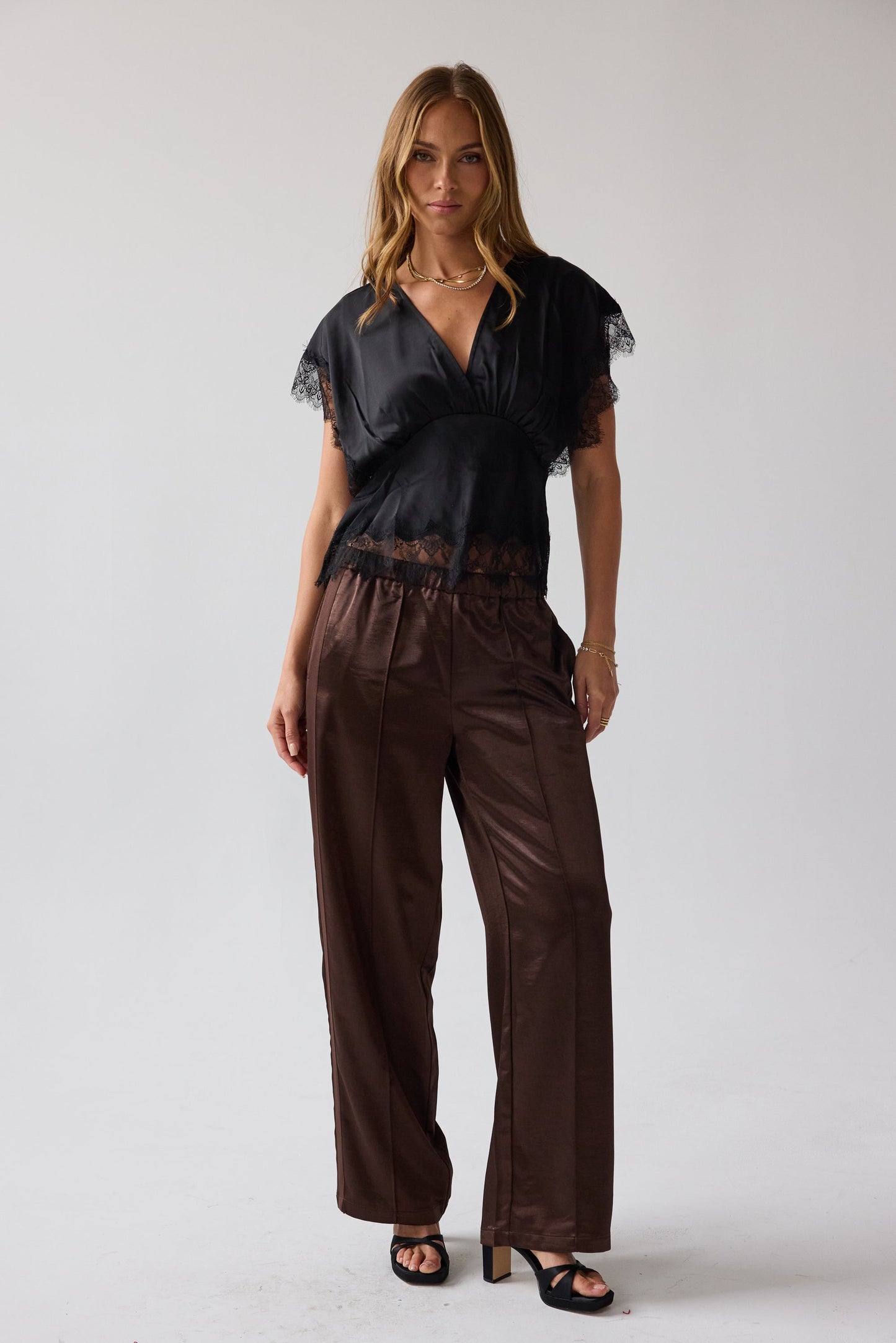 Chelsea Satin Blouse in Black - FINAL SALE
