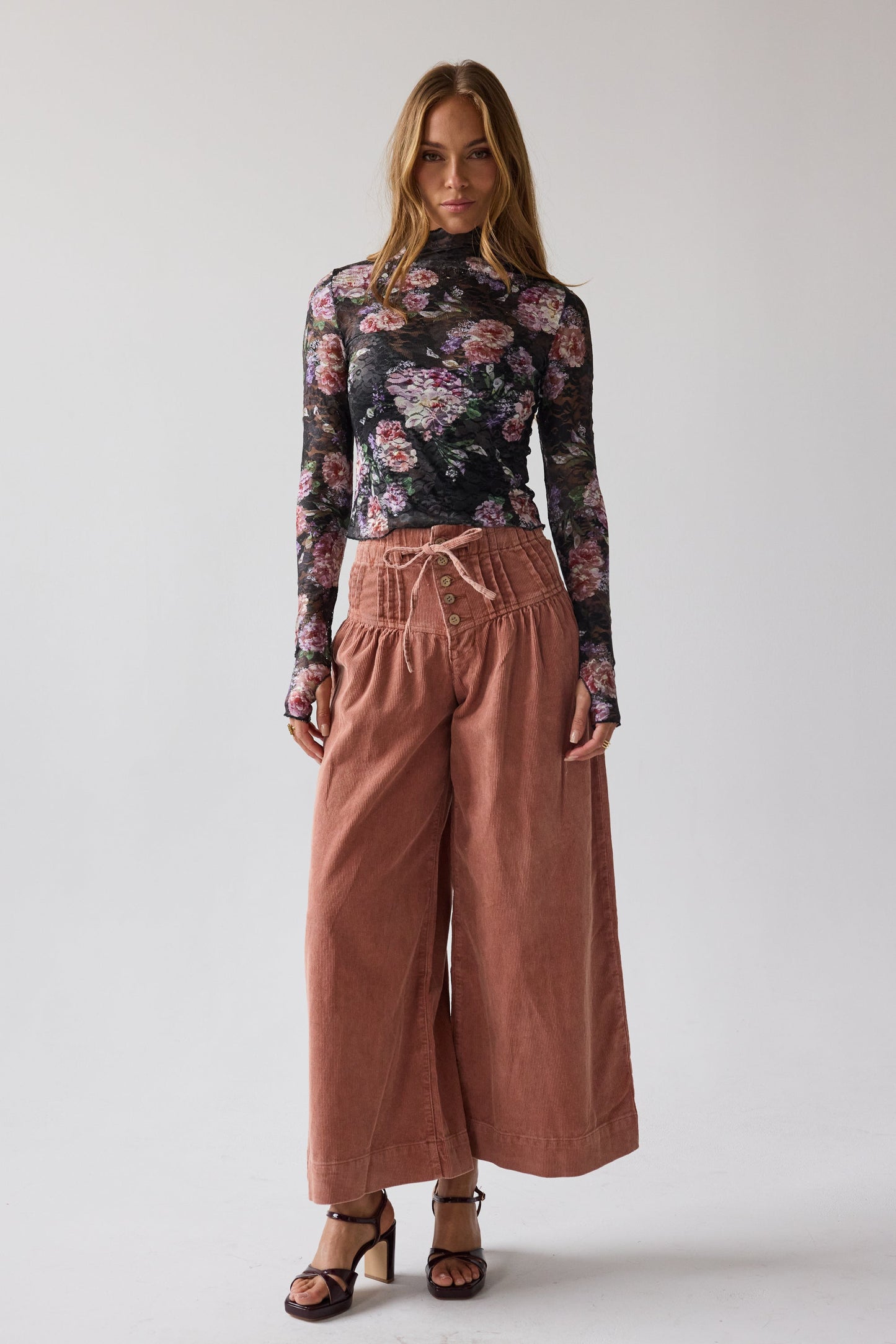 Barkley Corduroy Wide Leg Pants in Rust - FINAL SALE