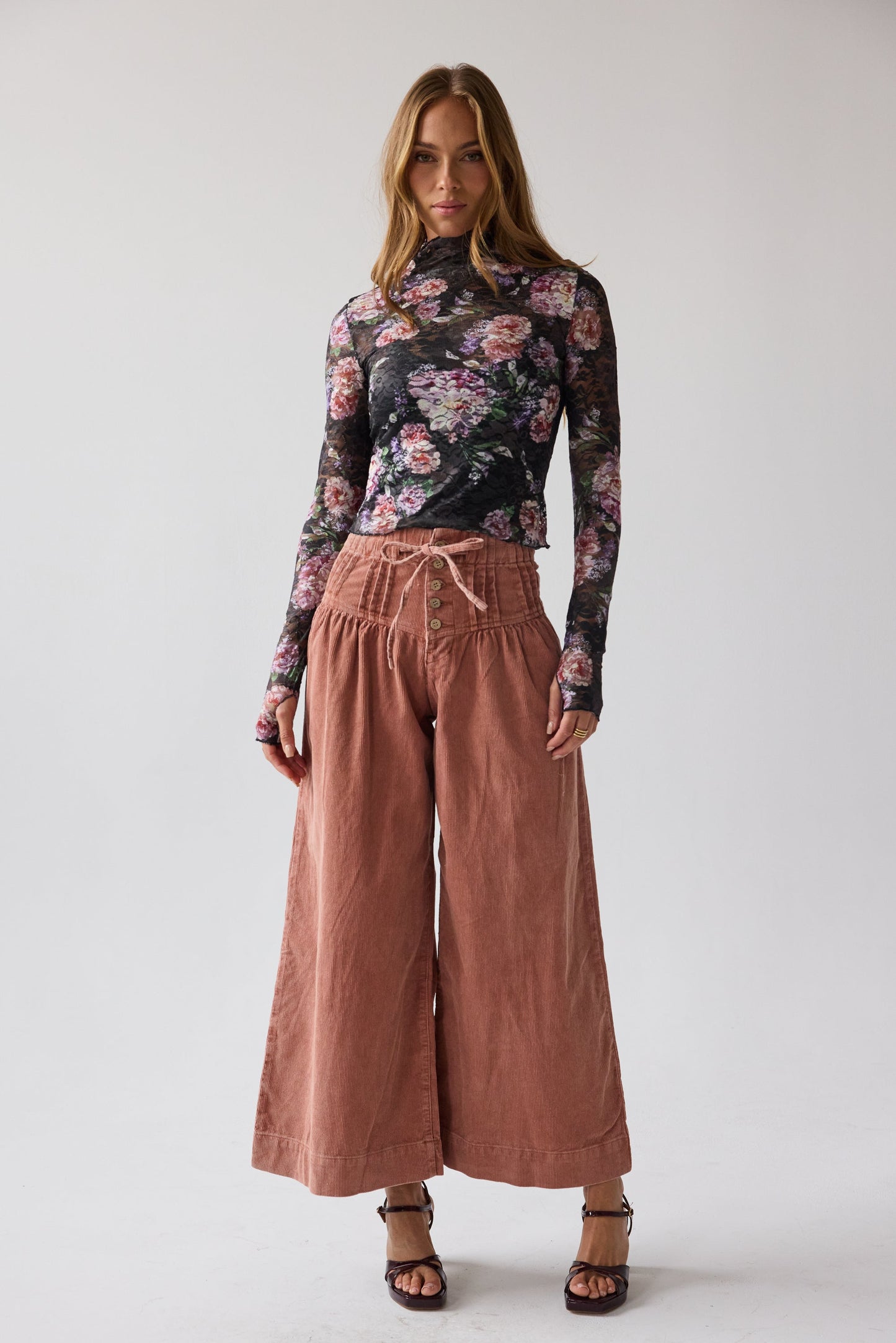 Barkley Corduroy Wide Leg Pants in Rust - FINAL SALE