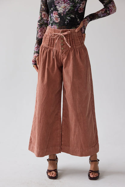 Barkley Corduroy Wide Leg Pants in Rust - FINAL SALE