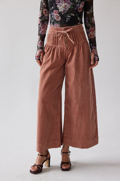 Barkley Corduroy Wide Leg Pants in Rust - FINAL SALE
