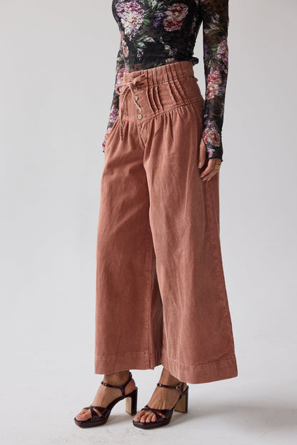 Barkley Corduroy Wide Leg Pants in Rust - FINAL SALE