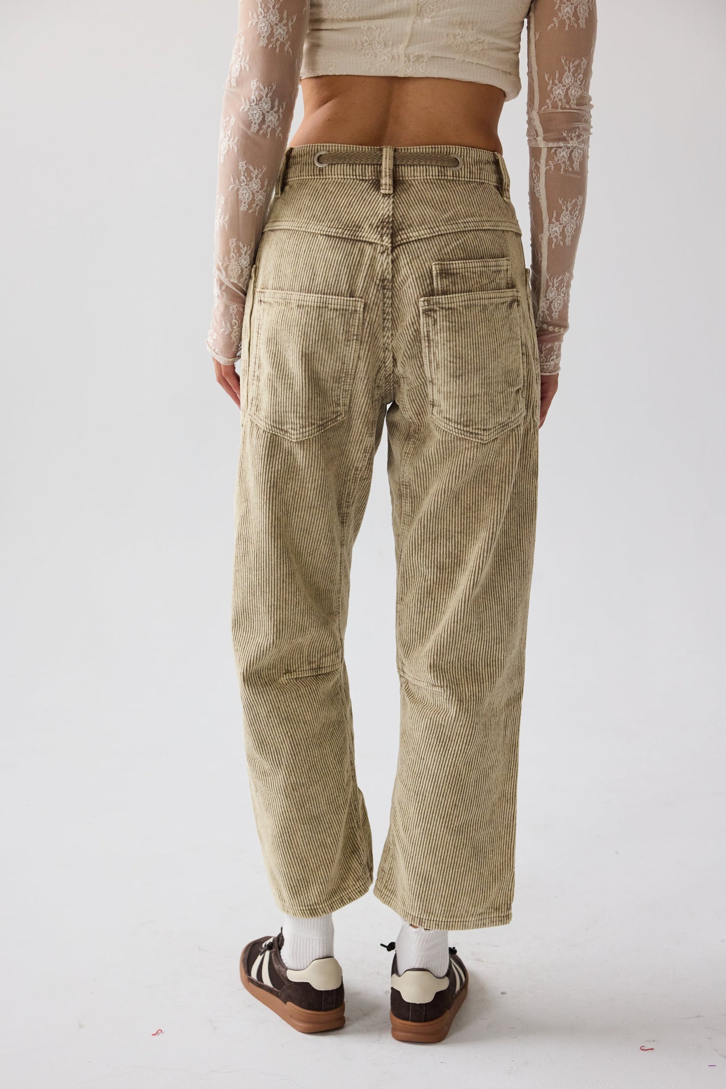 Dana Corduroy Barrel Pants in Olive - FINAL SALE