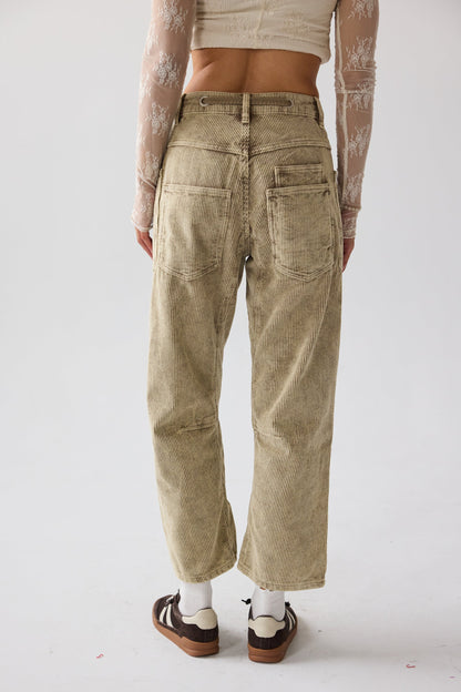 Dana Corduroy Barrel Pants in Olive - FINAL SALE