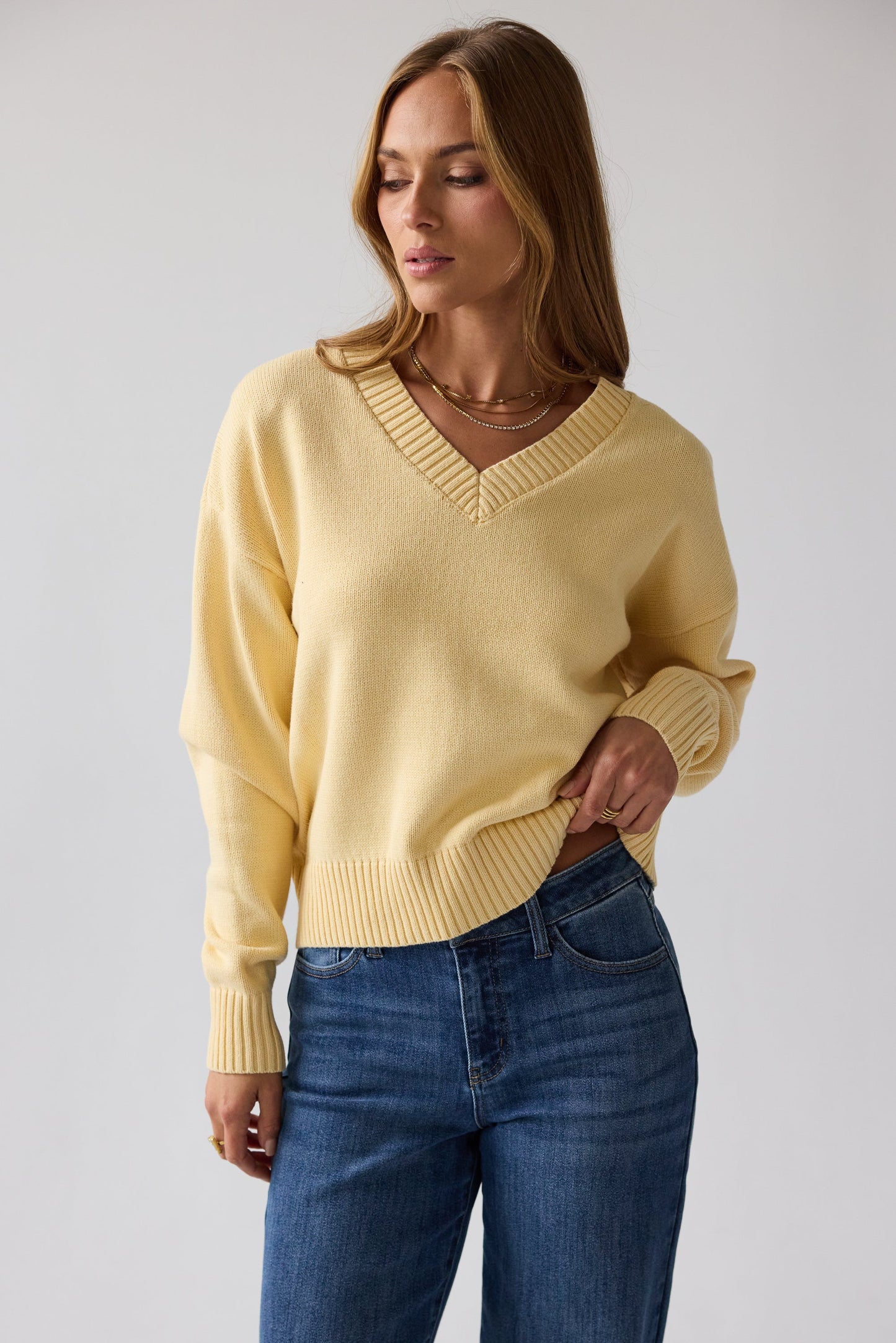 Adella Knit Sweater in Yellow - FINAL SALE