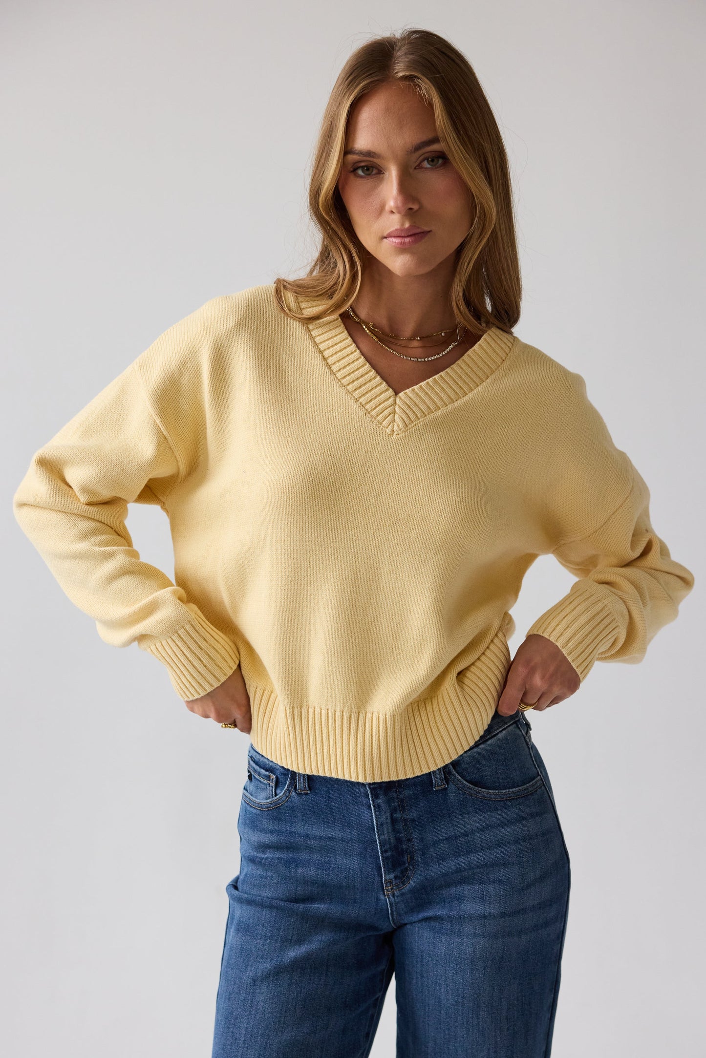 Adella Knit Sweater in Yellow - FINAL SALE