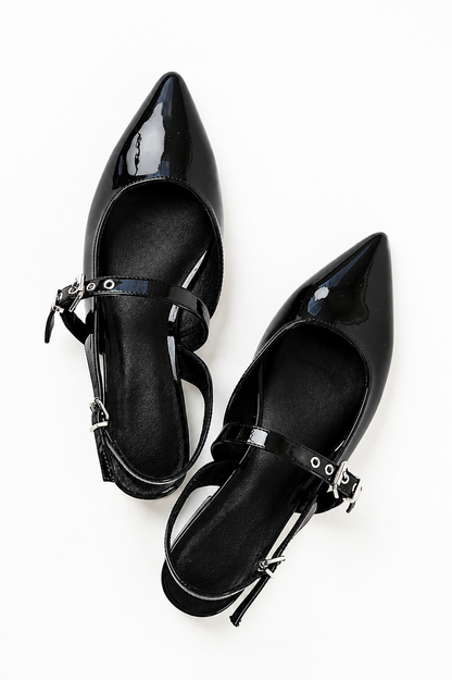 Aire Slingback Flats in Black - FINAL SALE