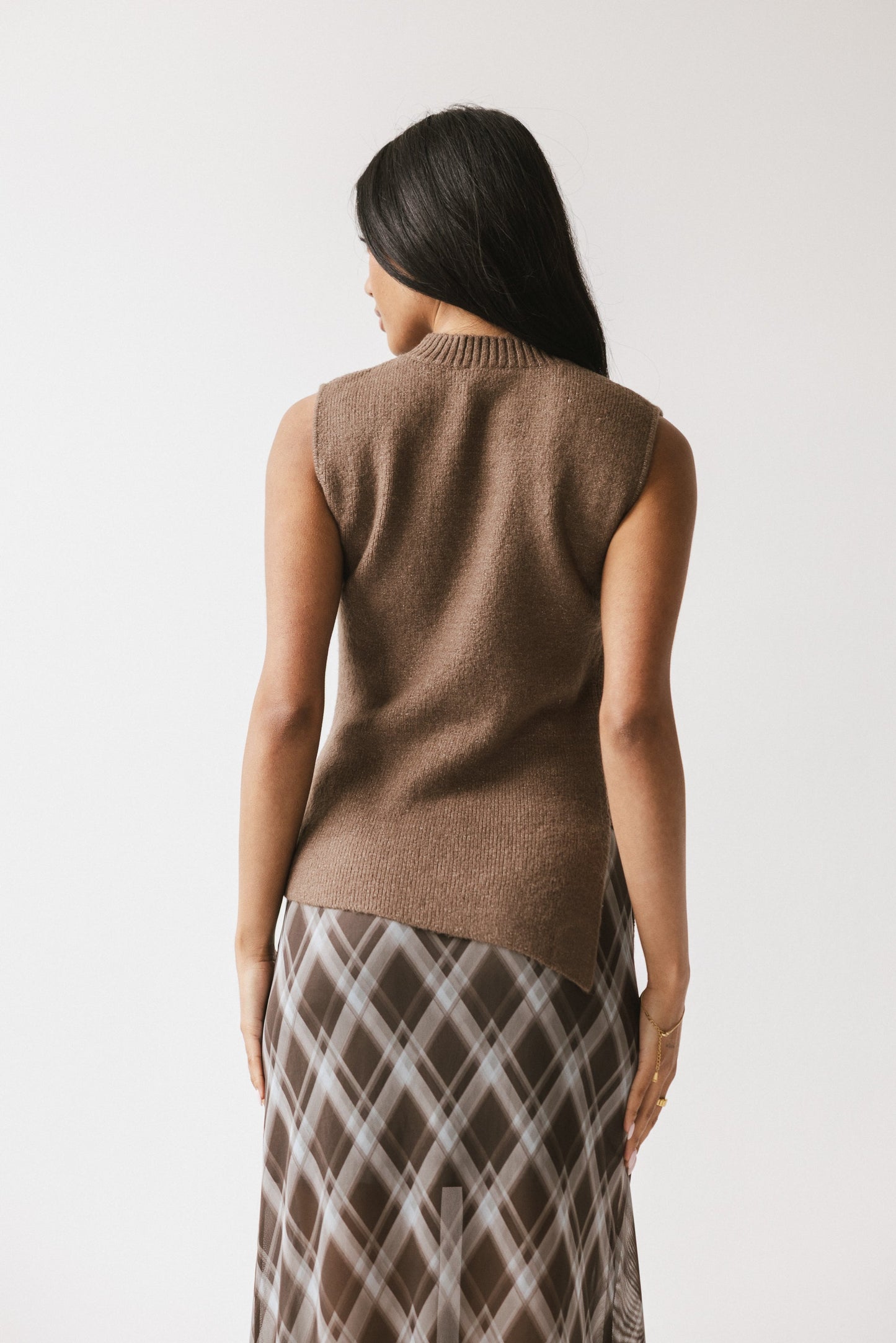 Bella Asymmetrical Knit Top in Taupe