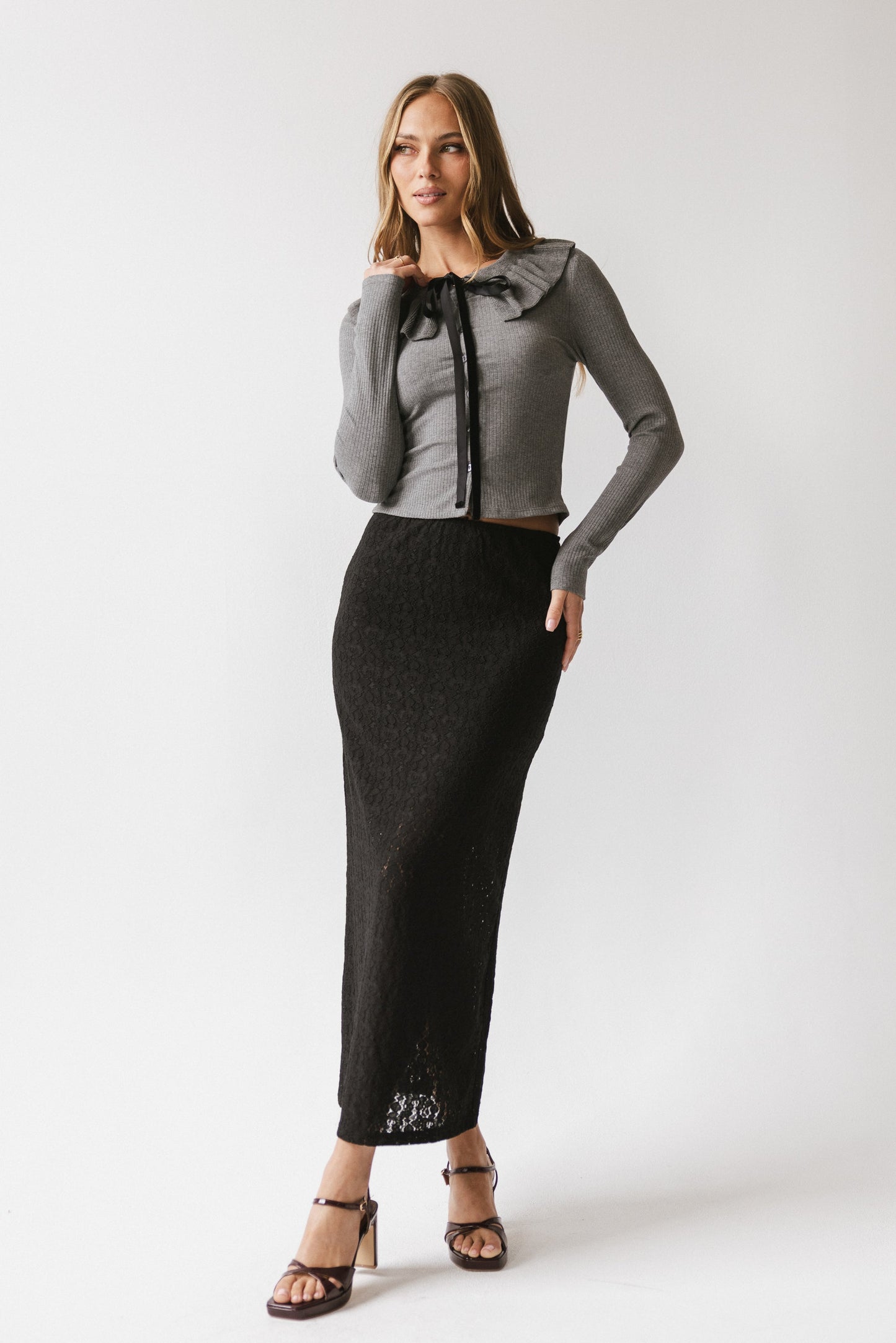 Gen Collared Top in Grey - FINAL SALE