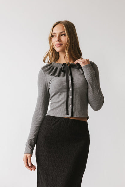 Gen Collared Top in Grey - FINAL SALE