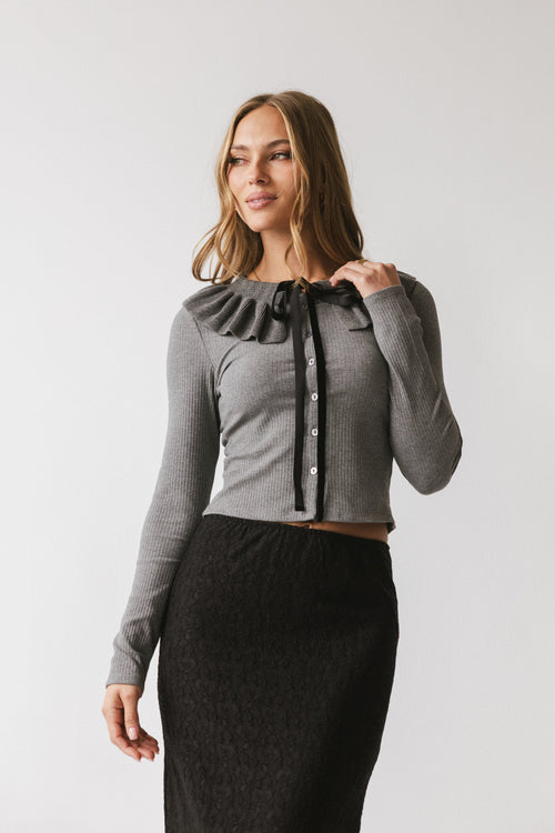 Gen Collared Top in Grey - FINAL SALE