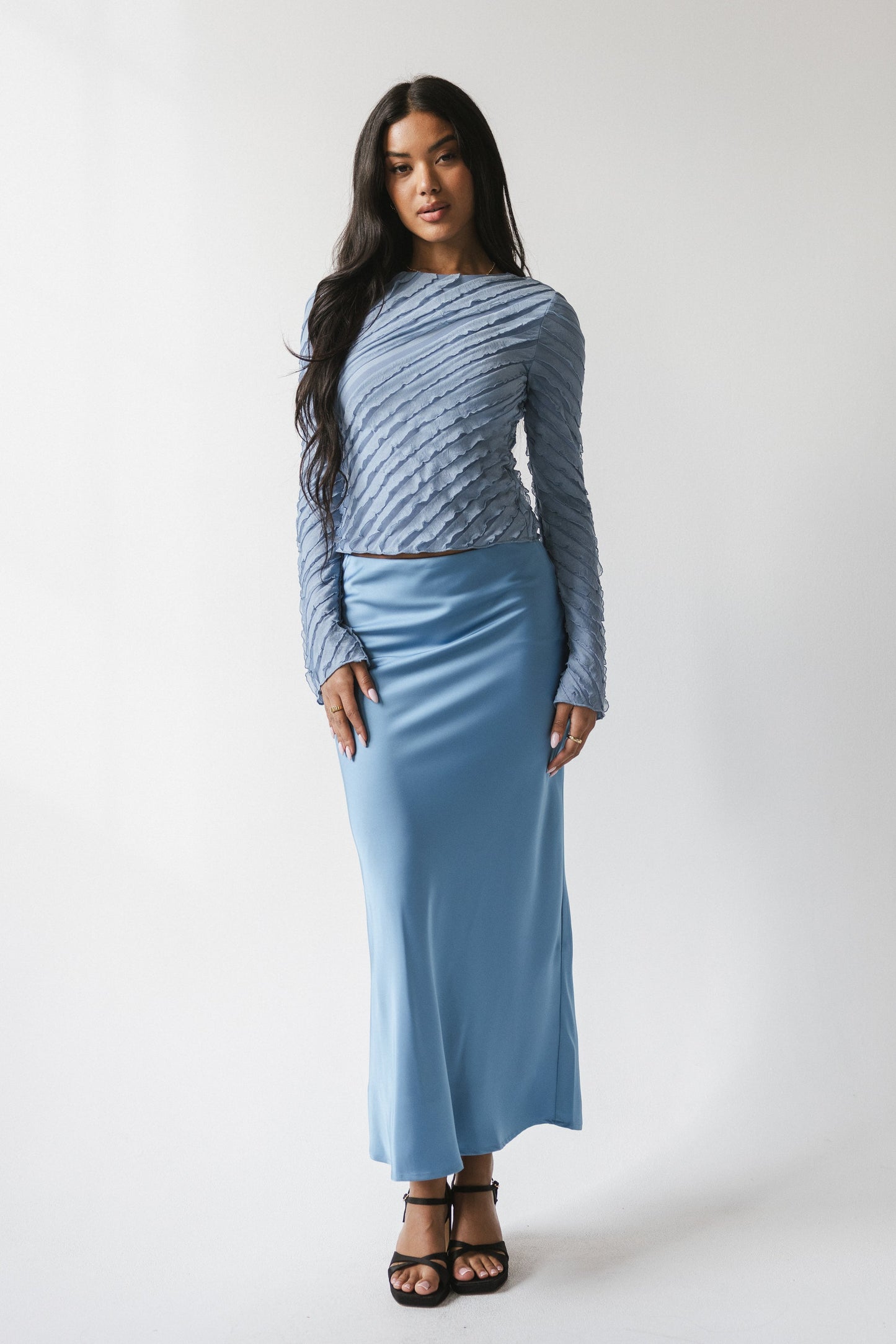 Brianna Ruffle Top in Blue - FINAL SALE
