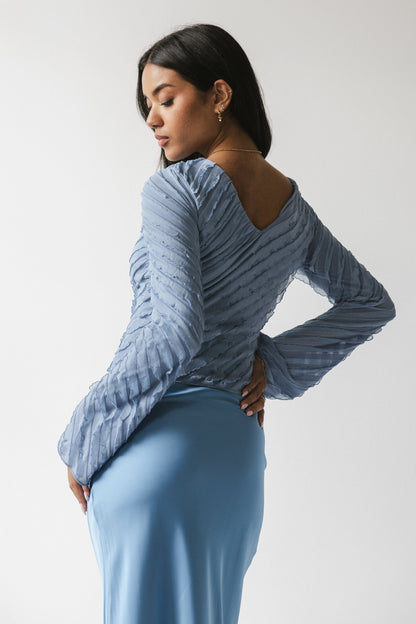 Brianna Ruffle Top in Blue - FINAL SALE