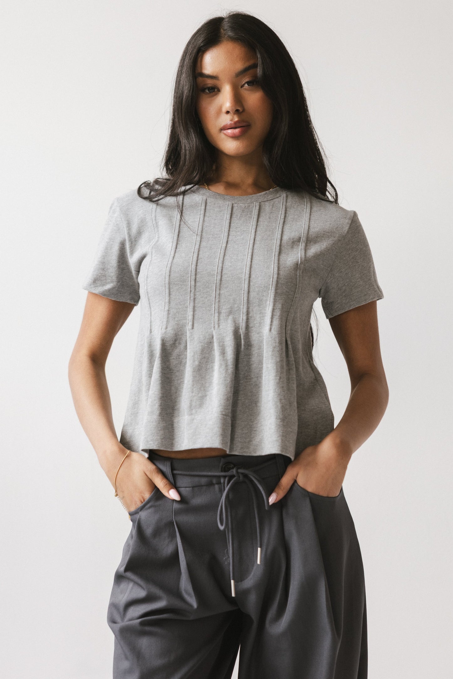 Cattelain Pleated Top in Grey