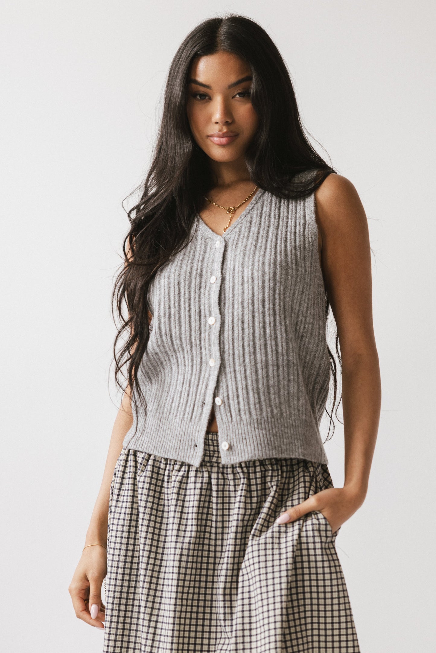 Cindy Sweater Vest in Heather Grey - FINAL SALE