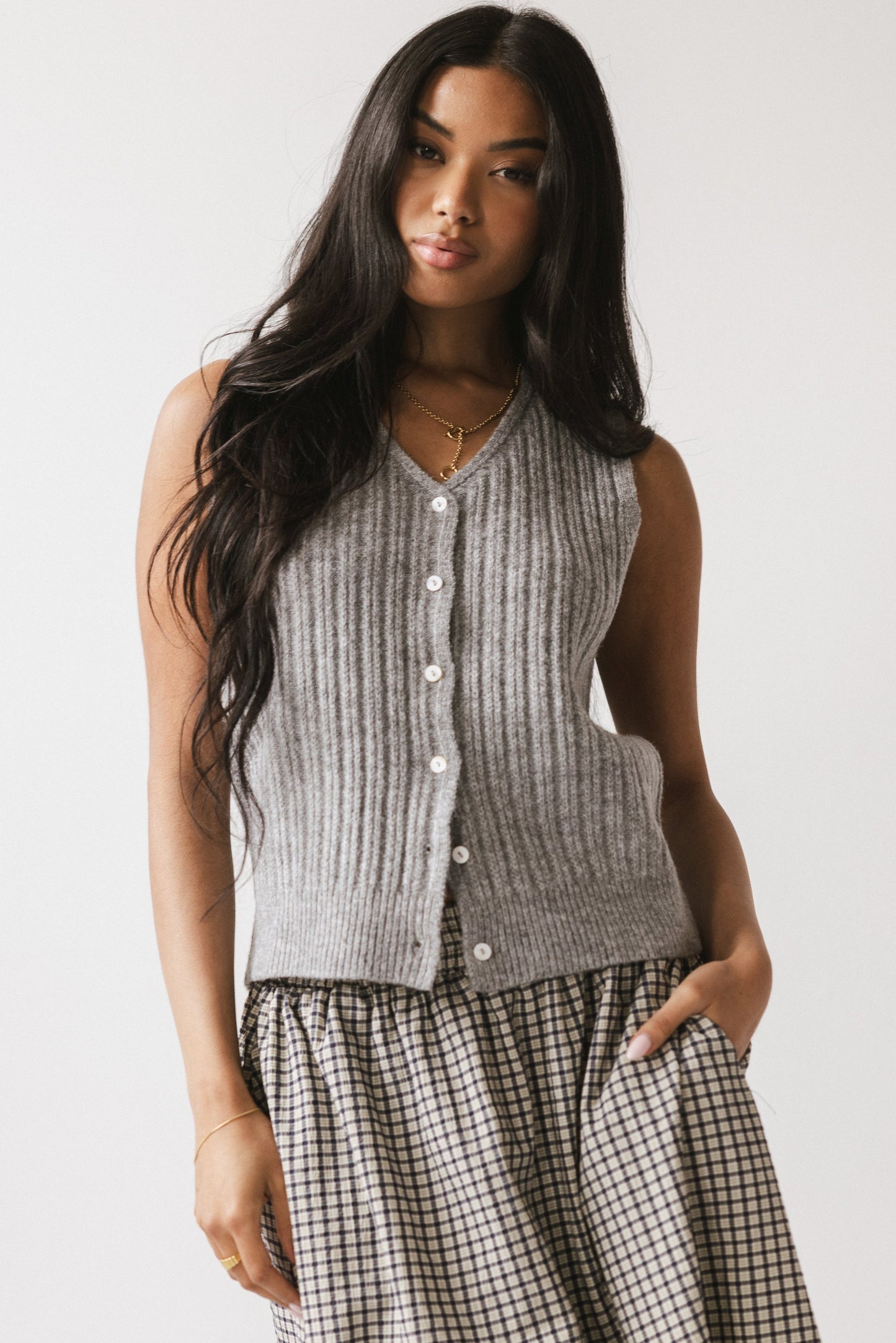 Cindy Sweater Vest in Heather Grey - FINAL SALE