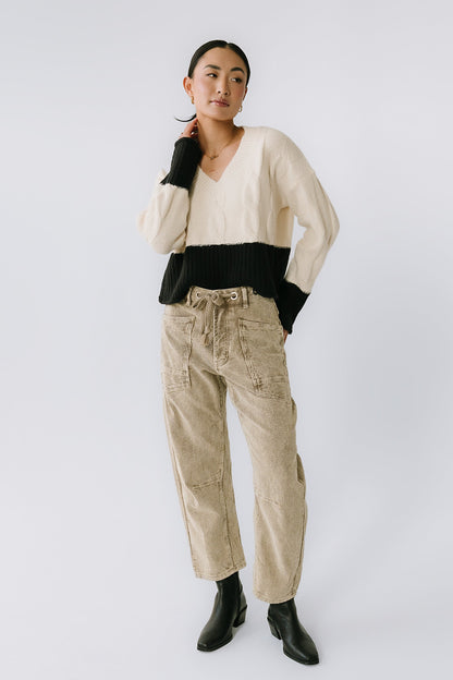 Dana Corduroy Barrel Pants in Olive - FINAL SALE