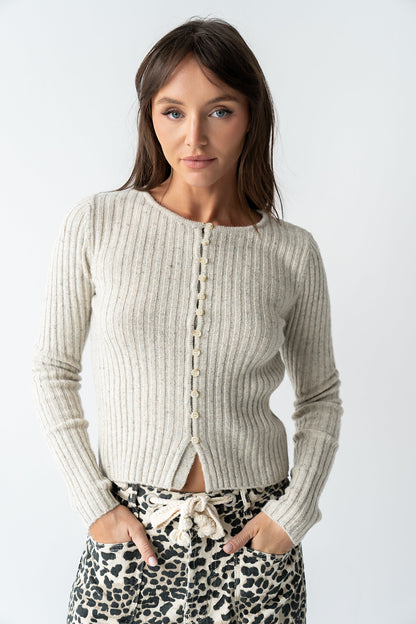Hellen Knit Cardigan in Oatmeal - FINAL SALE