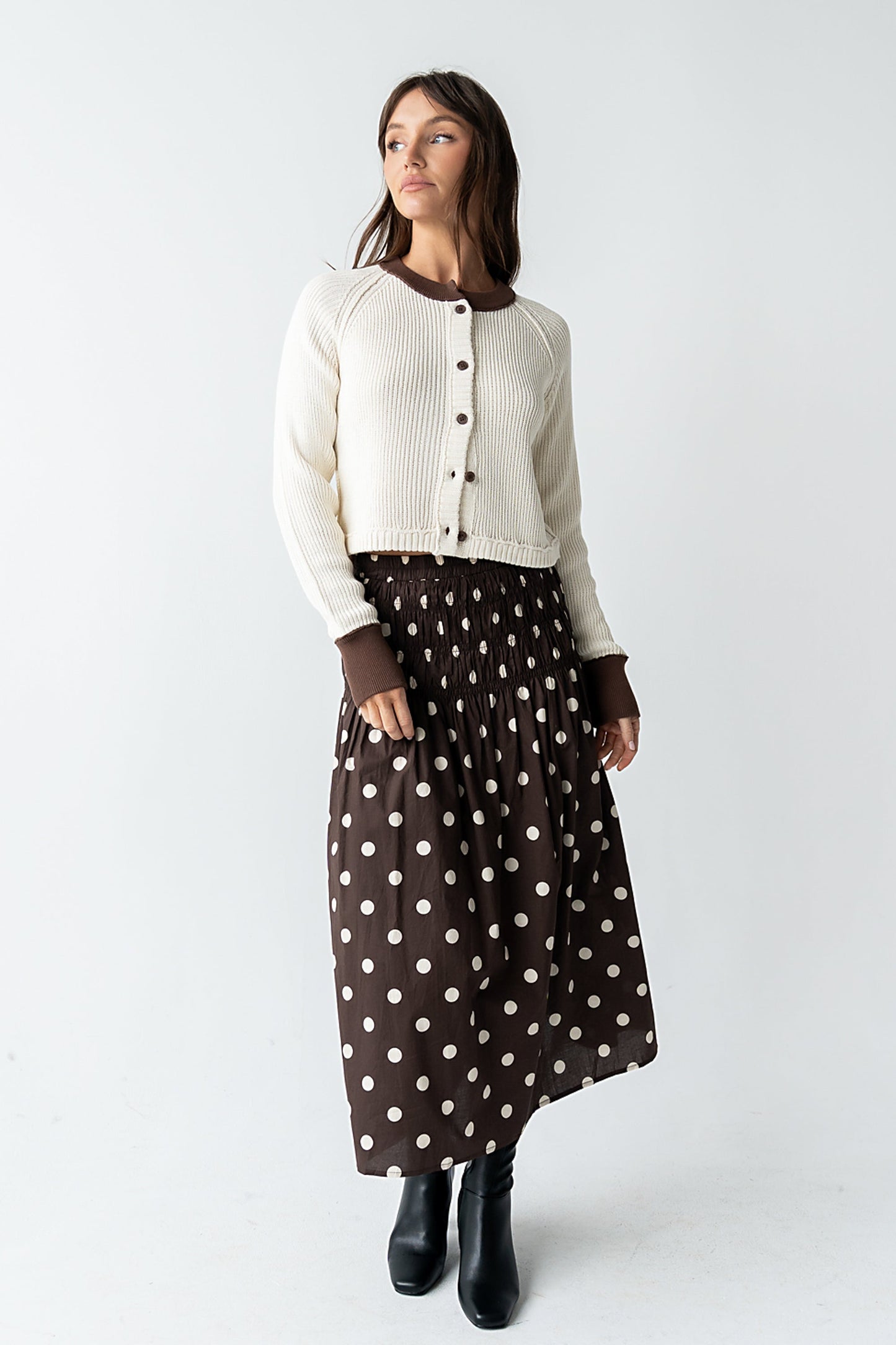 Ella Contrast Cardigan in Cream - FINAL SALE