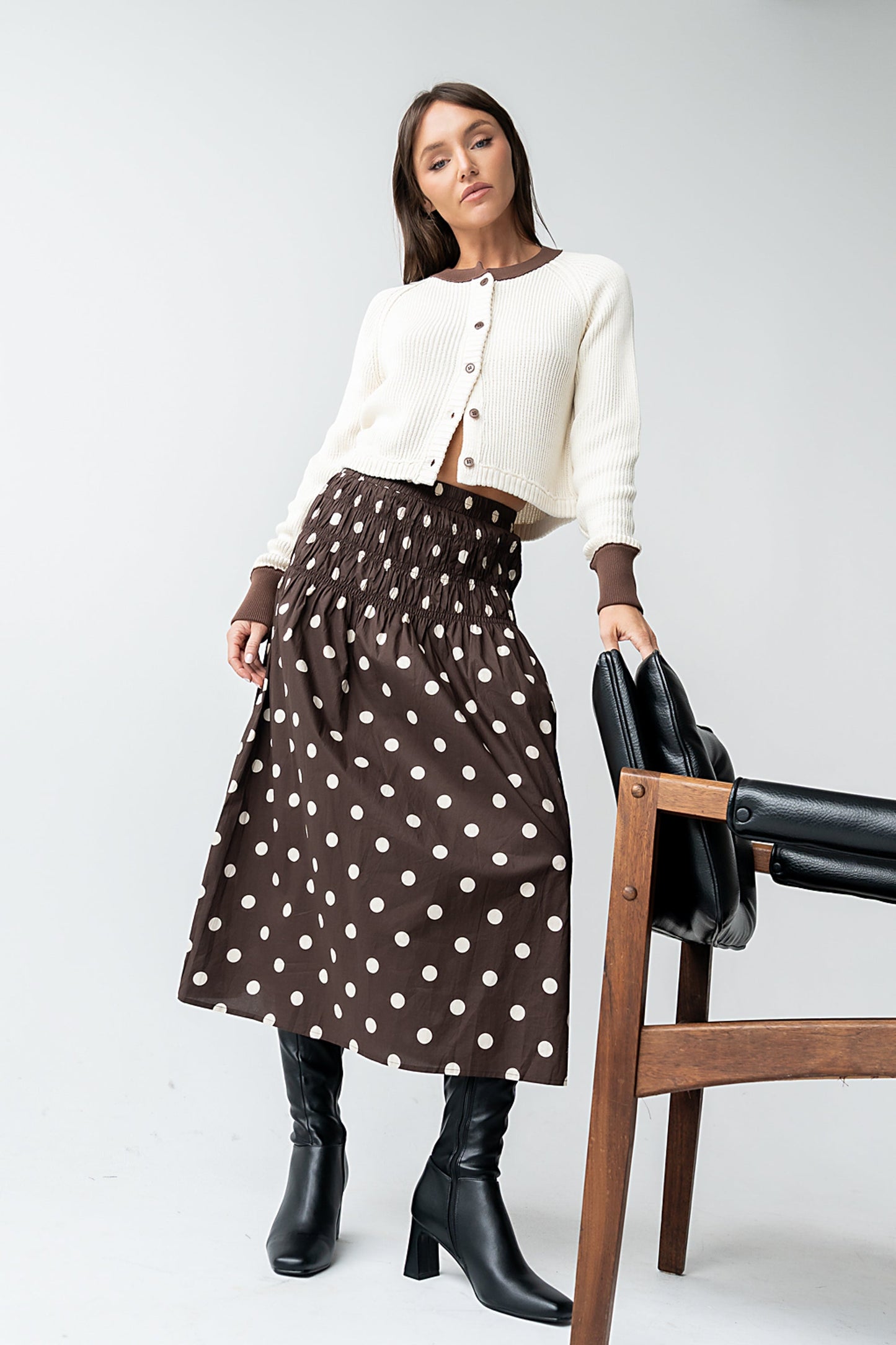 Ella Contrast Cardigan in Cream - FINAL SALE