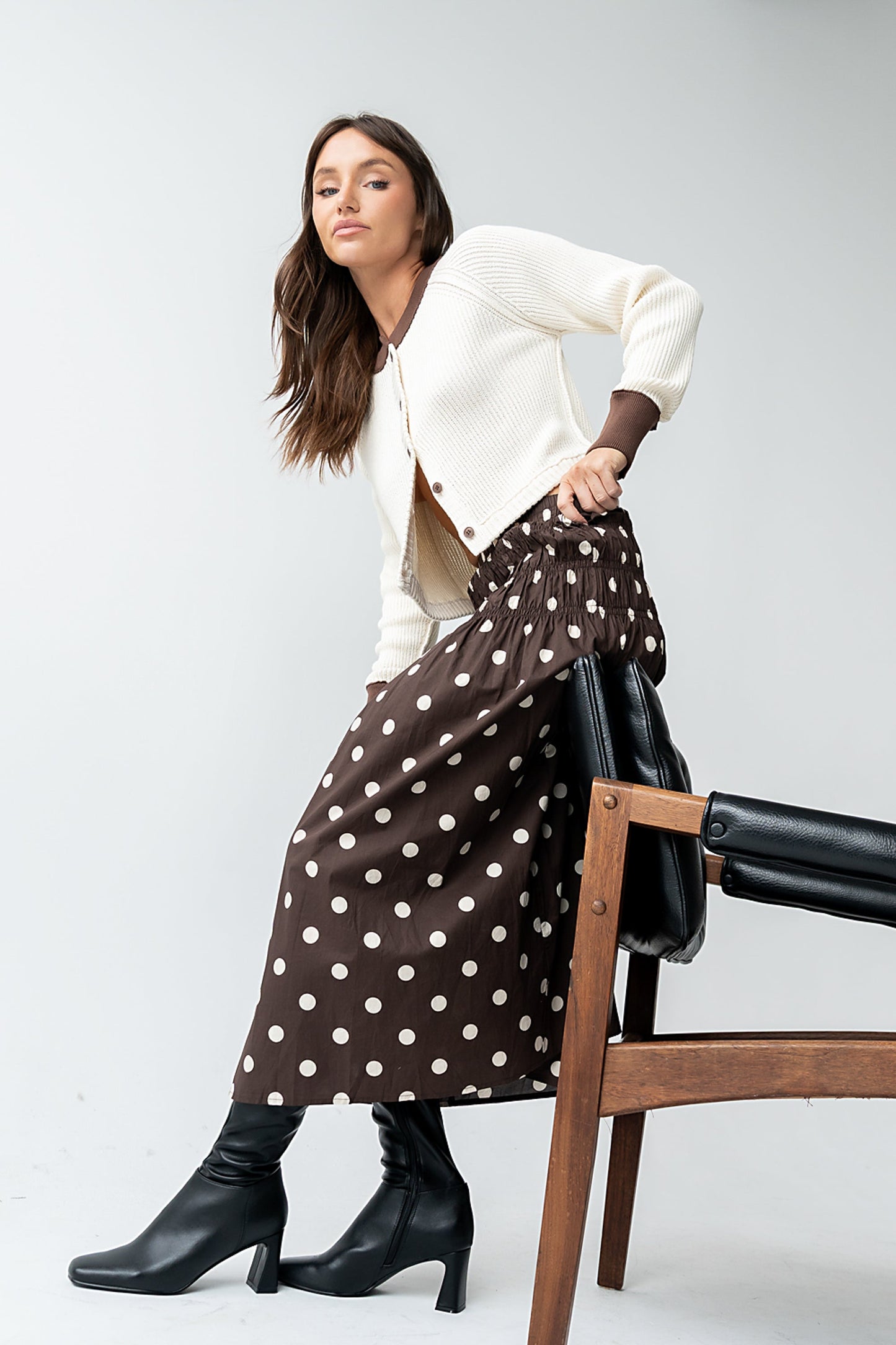 Ella Contrast Cardigan in Cream - FINAL SALE