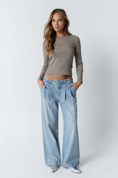 Indiana Striped Top in Beige - FINAL SALE