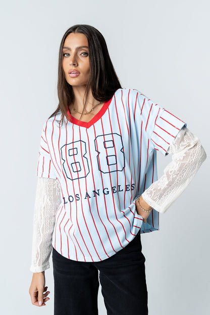 Home Run Oversized Tee in Blue