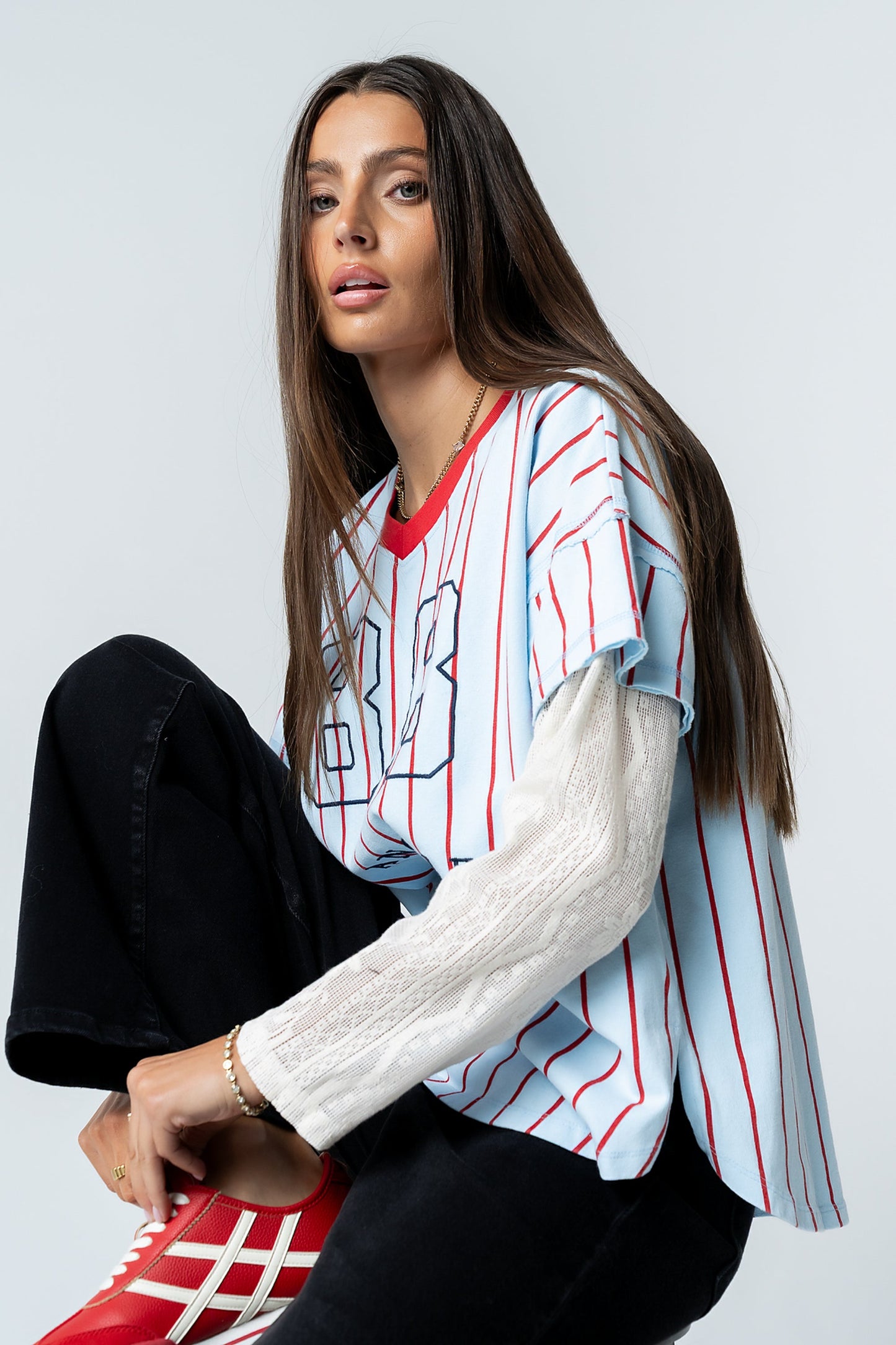 Home Run Oversized Tee in Blue