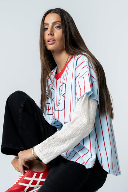 Home Run Oversized Tee in Blue