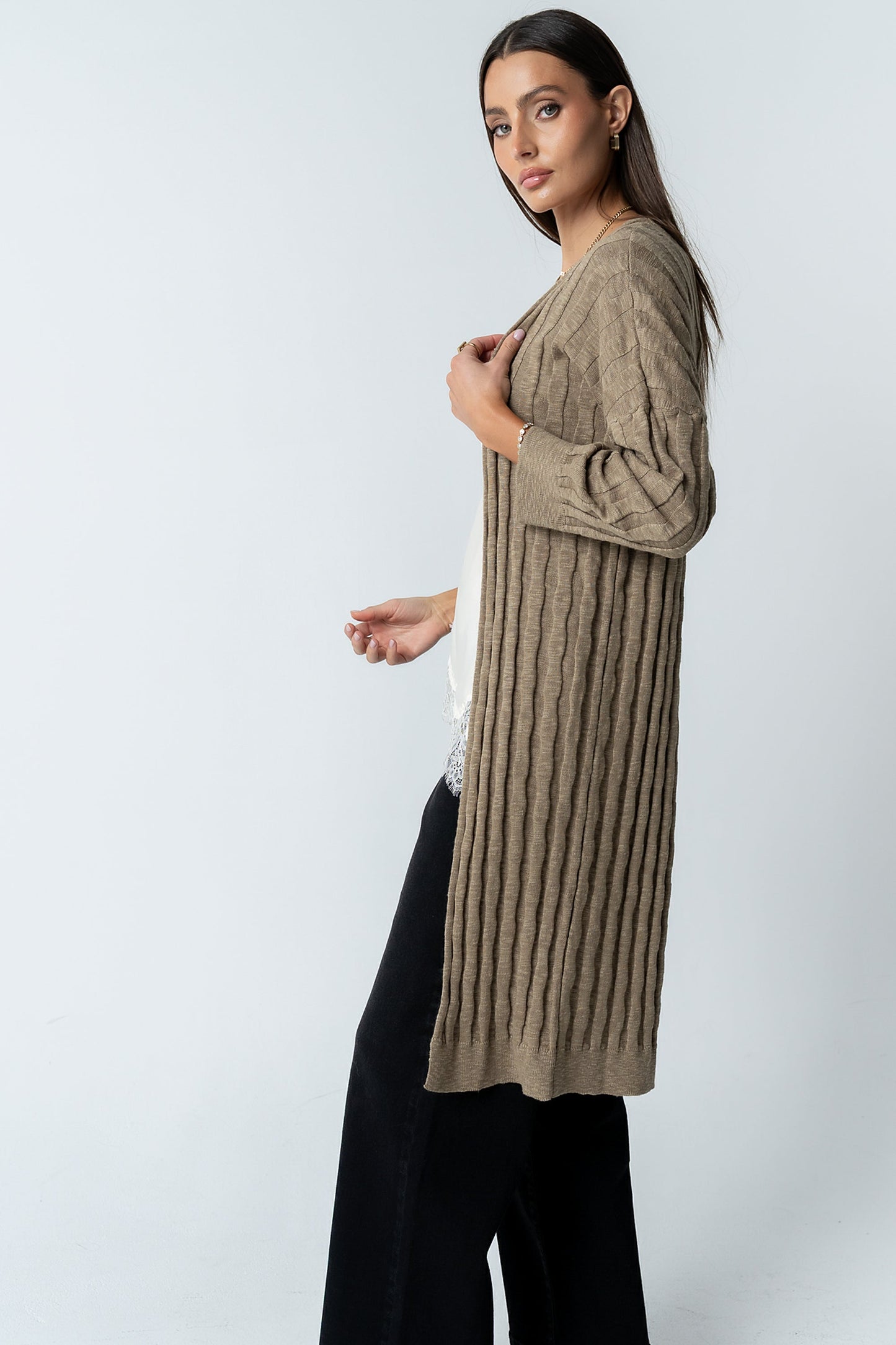 Eve Ribbed Duster in Taupe - FINAL SALE