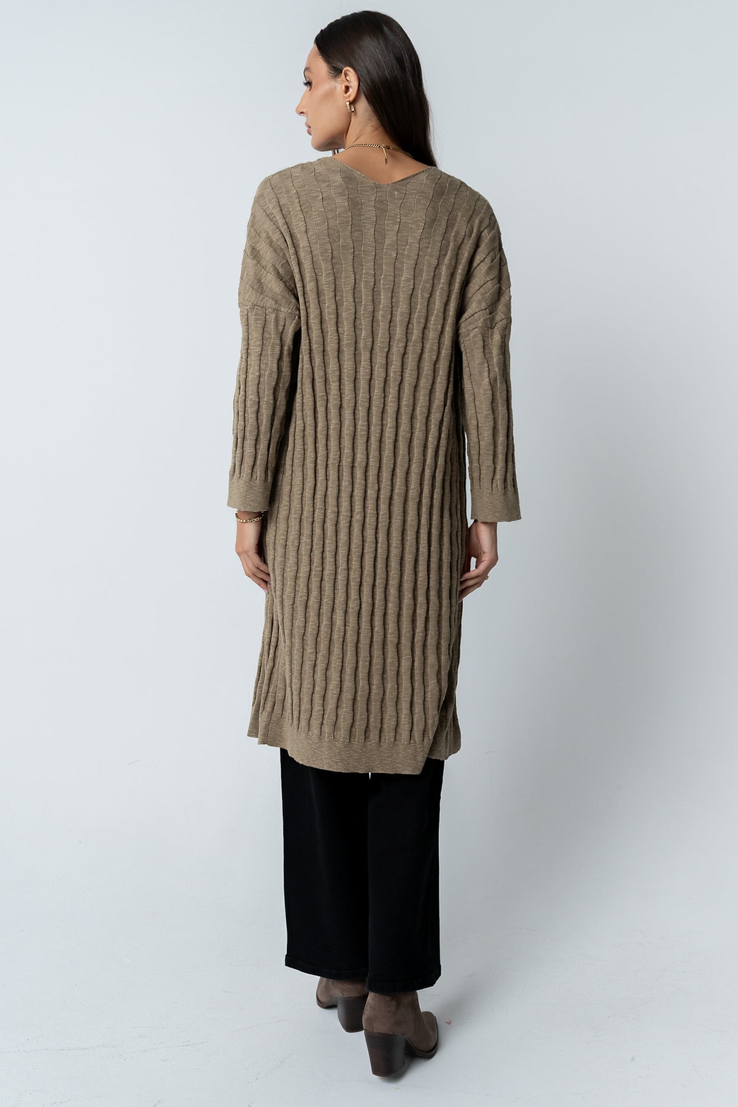 Eve Ribbed Duster in Taupe - FINAL SALE