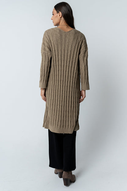 Eve Ribbed Duster in Taupe - FINAL SALE