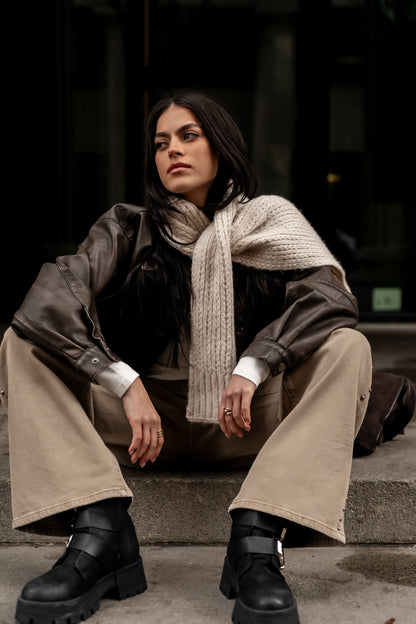 Brecken Vegan Leather Jacket in Brown - FINAL SALE