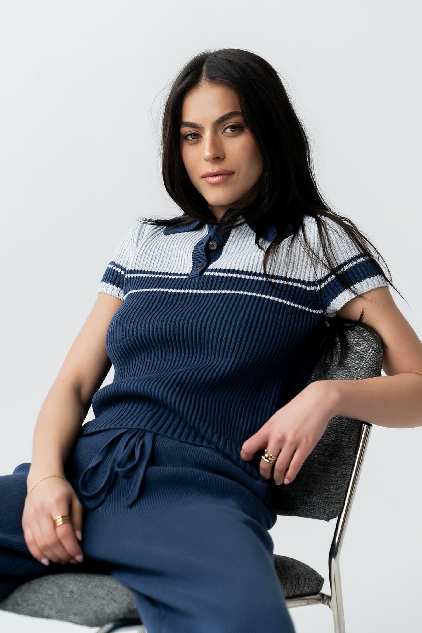 Brea Collared Sweater in Blue - FINAL SALE