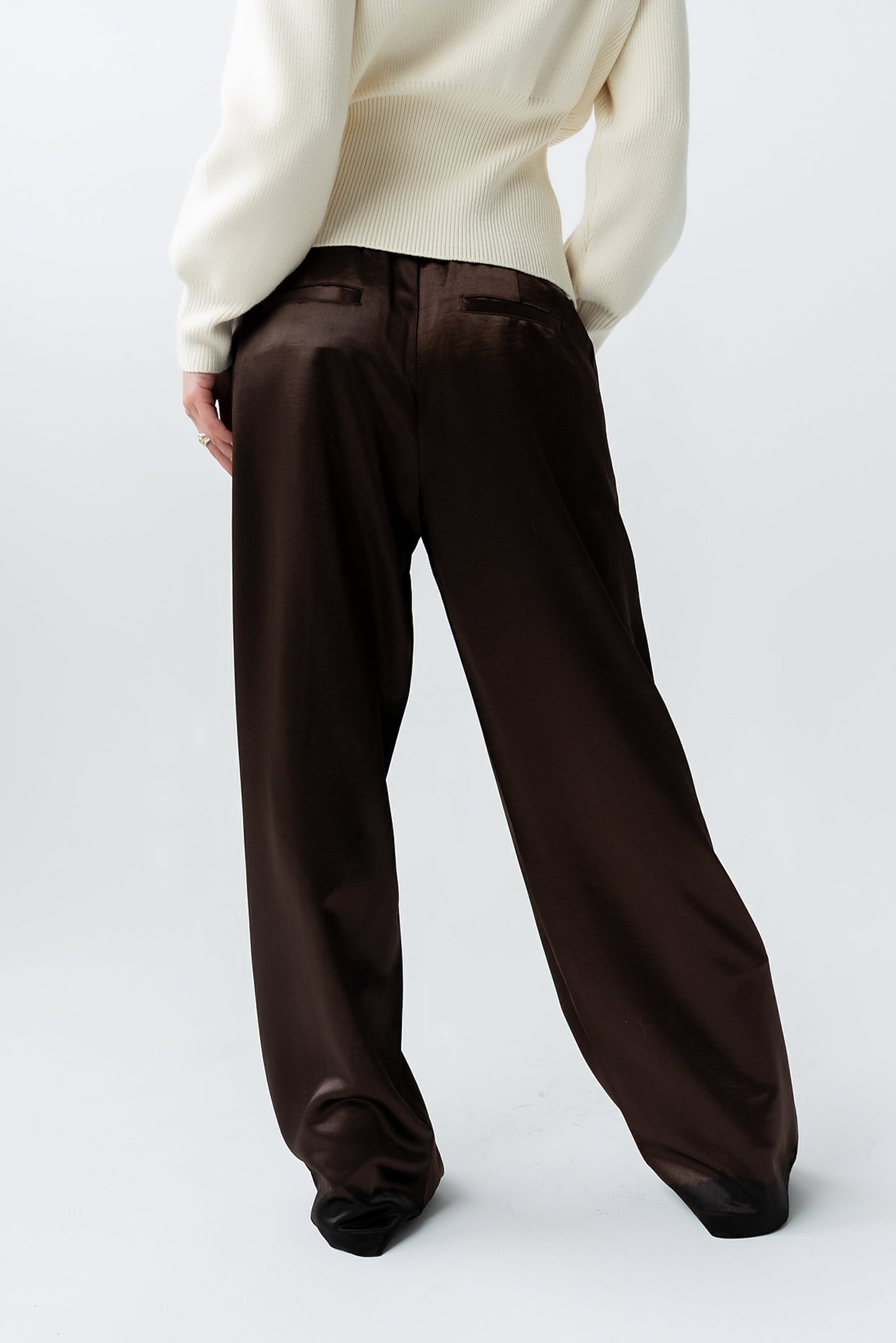 Gemma Satin Wide Leg Pants in Brown - FINAL SALE