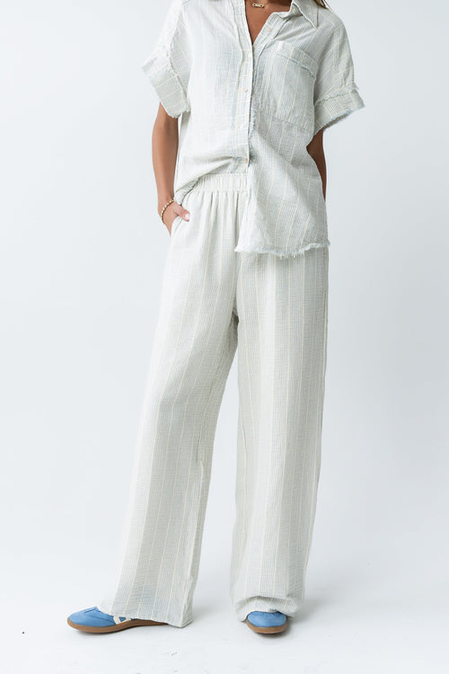 Belen Striped Wide Leg Pants in Denim Blue